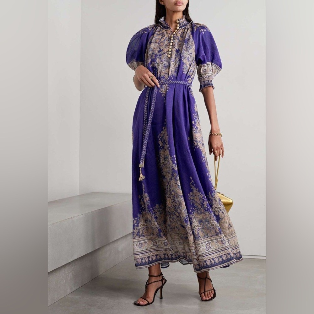 Zimmermann Anneke Maxi Dress in Indigo Paisley - Picture 4 of 16
